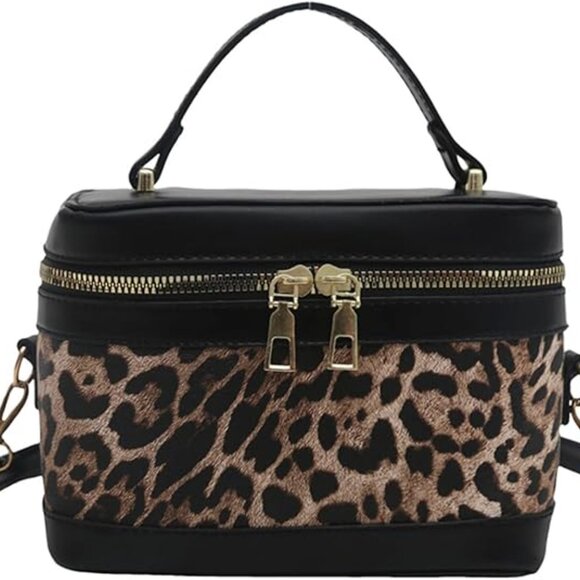 Neiman Marcus Leopard Print Top Handle Crossbody Bag - Picture 4 of 4